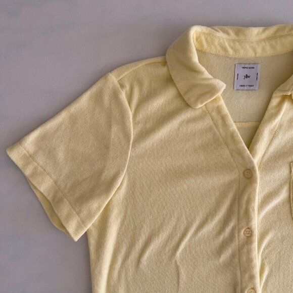 Yllw The Label Cotton Button Down Towel Short Sleeve Shirt - Picture 3 of 7
